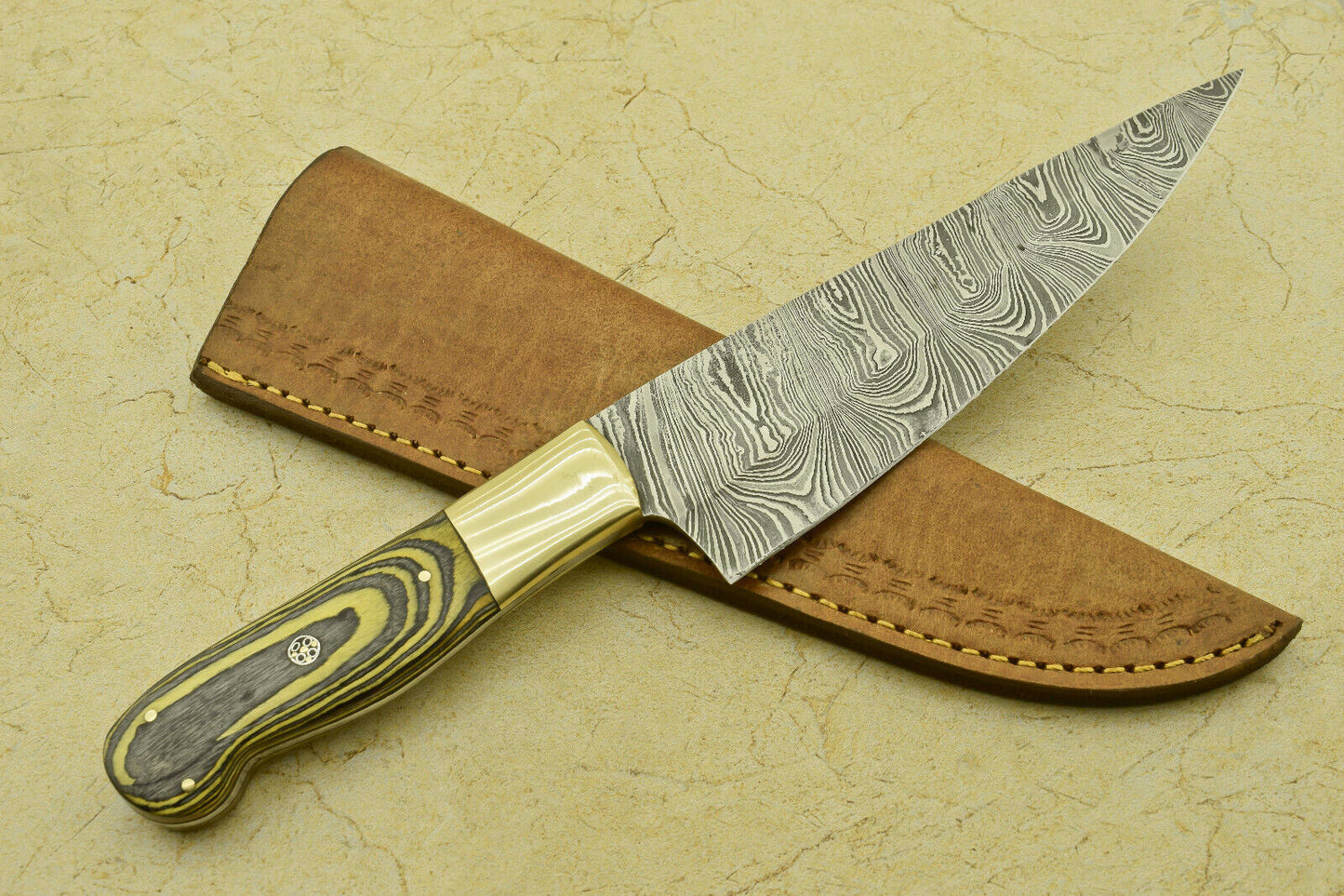 CUSTOM HANDMADE FORGED DAMASCUS STEEL CHEF KITCHEN KNIFE WITH PAKKA WOOD HANDLE