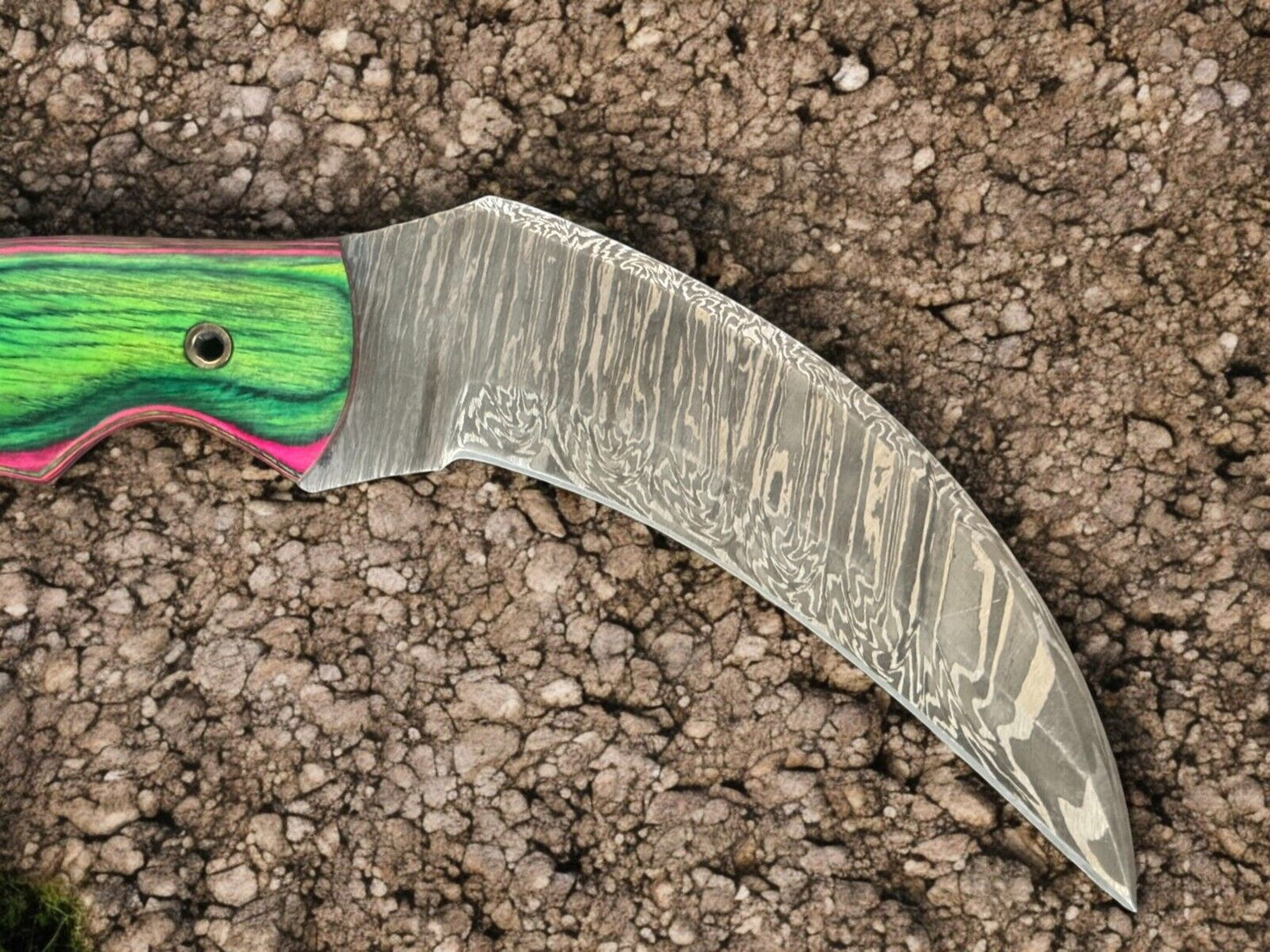9.5” Handmade Karambit Damascus Steel Knife with Pakka Wood Handle Best Hunting Knife