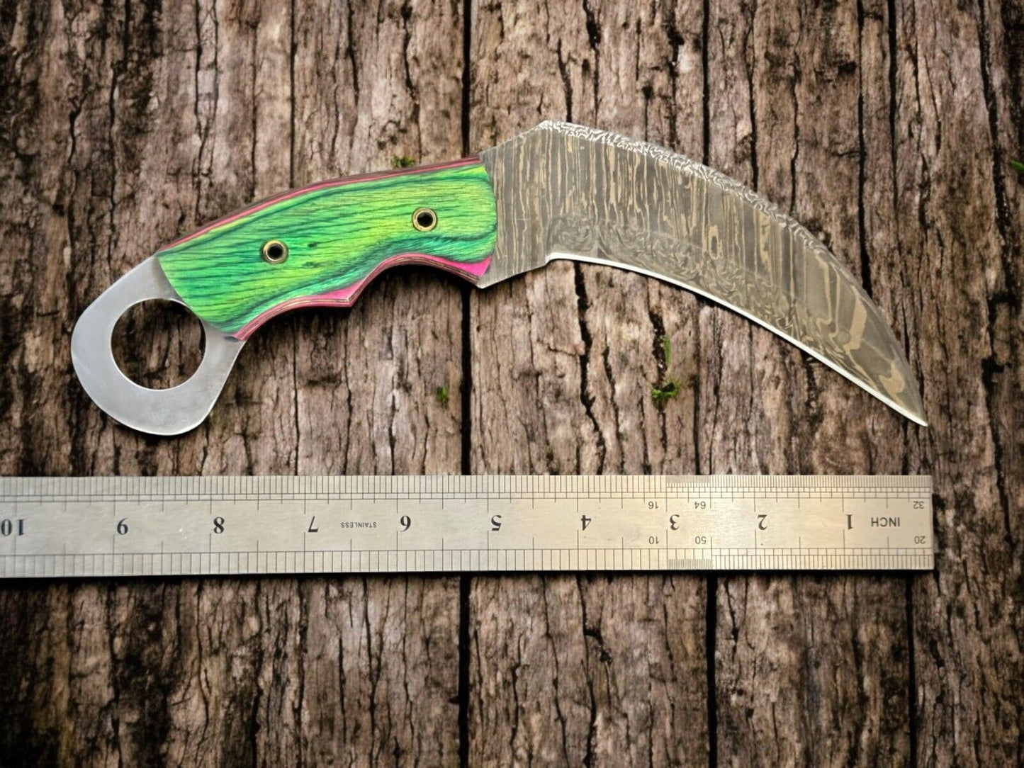 9.5” Handmade Karambit Damascus Steel Knife with Pakka Wood Handle Best Hunting Knife