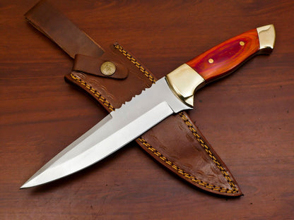 Sentinel Pro 12-Inch D2 Steel Full Tang Bowie Hunting Knife with Brass Guard