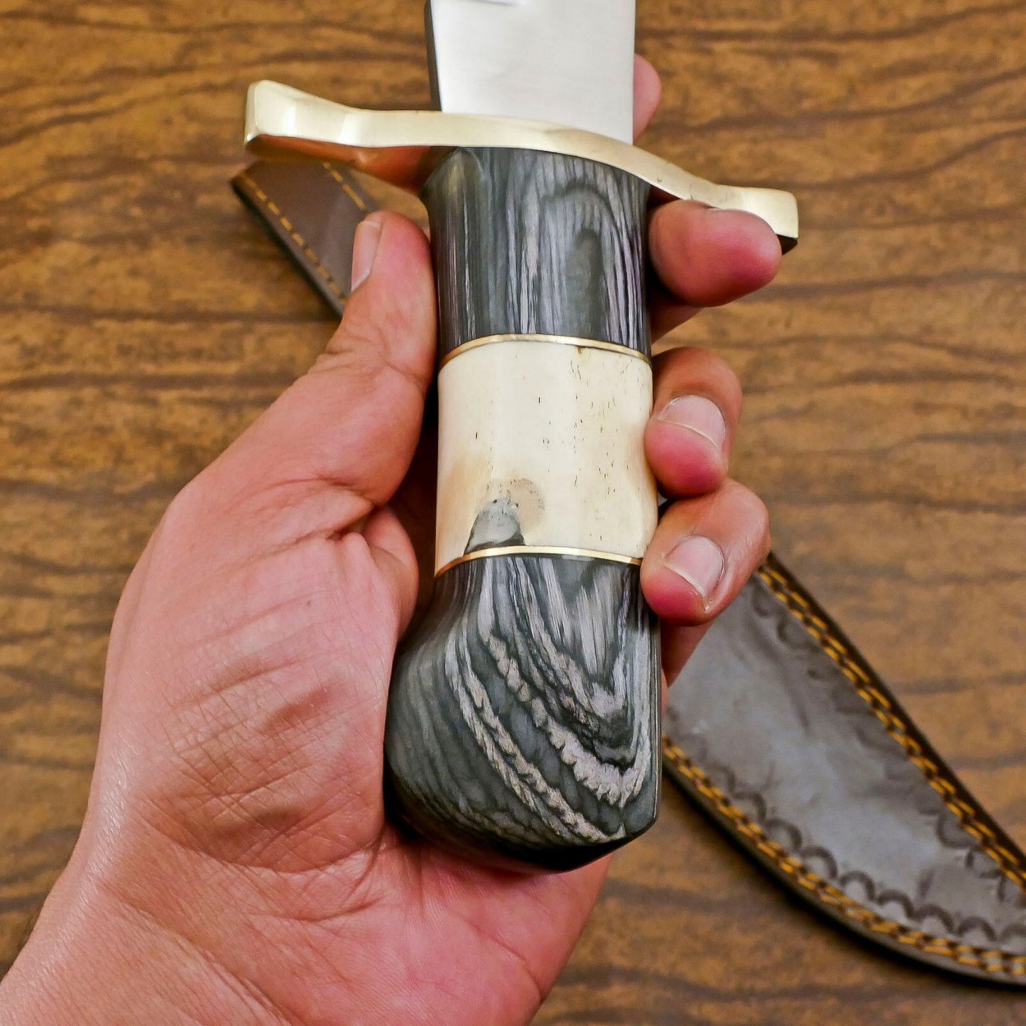 Handmade 12-Inch D2 Steel Clip Point Huge Bowie Hunting & Camping Knife