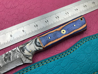 14" Premium Damascus Fillet Knife Handcrafted Damascus Steel Knife W/Sheath