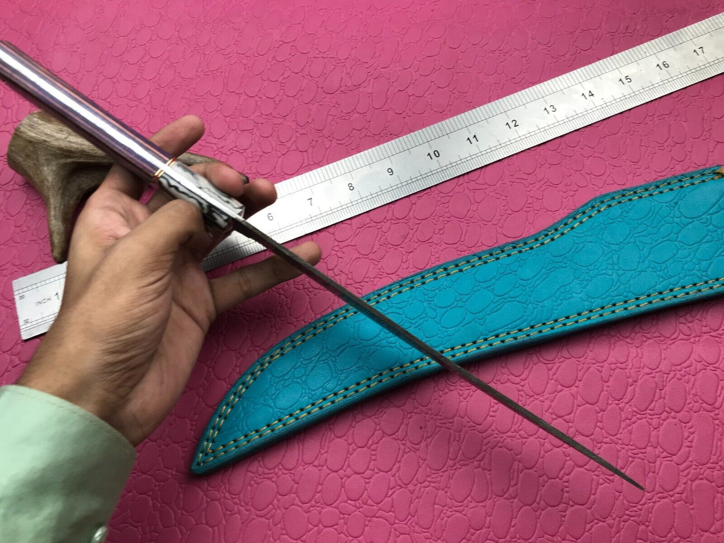 14" Premium Damascus Fillet Knife Handcrafted Damascus Steel Knife W/Sheath