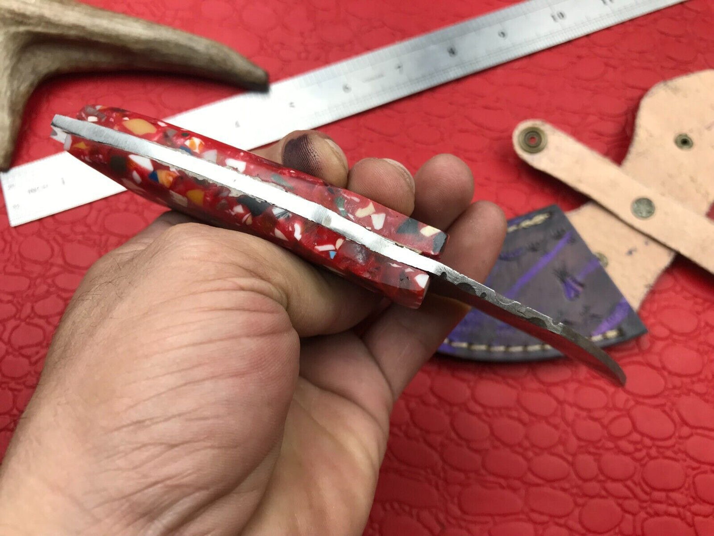 Handmade Damascus Karambit Knife 8"Full Tang Damascus Steel Karambit With Resin Handle