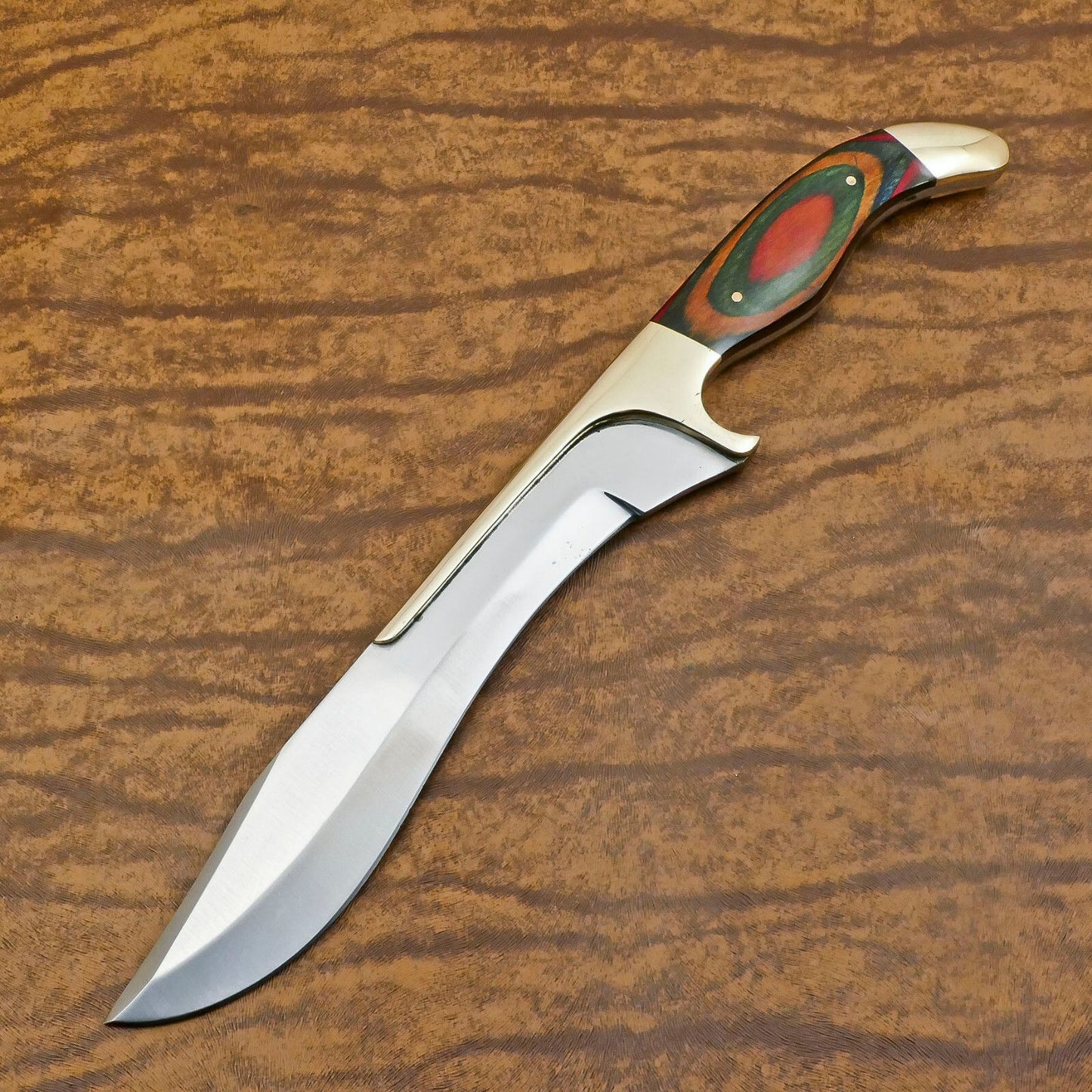 Handmade D2 Steel Large Bowie Hunting & Camping Knife with Pakka Wood Handle – 12 Inch Sport Knife