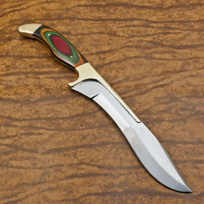 Handmade D2 Steel Large Bowie Hunting & Camping Knife with Pakka Wood Handle – 12 Inch Sport Knife