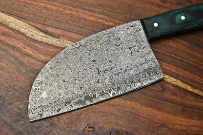 Hand Made Damascus Steel Blade Chef Kitchen Full Tang Chopper Knife | Hard Wood Handle