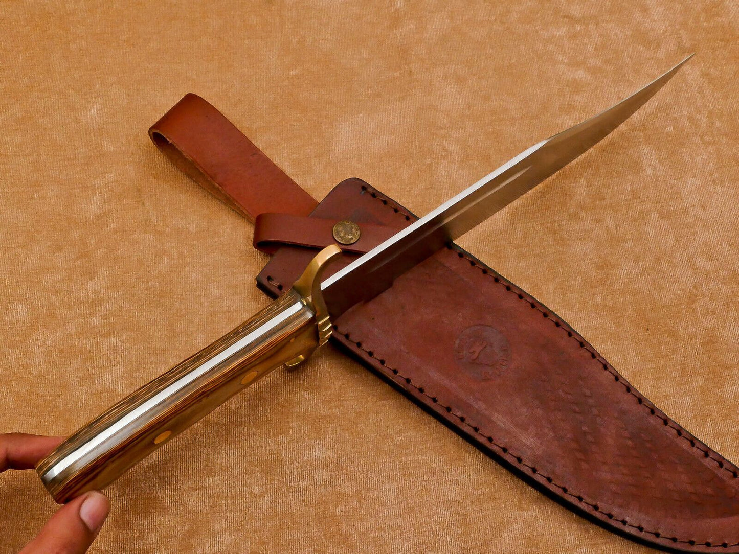 Handmade 12-Inch D2 Steel Clip Point Blood-Grooved Full Tang Bowie Hunting Knife