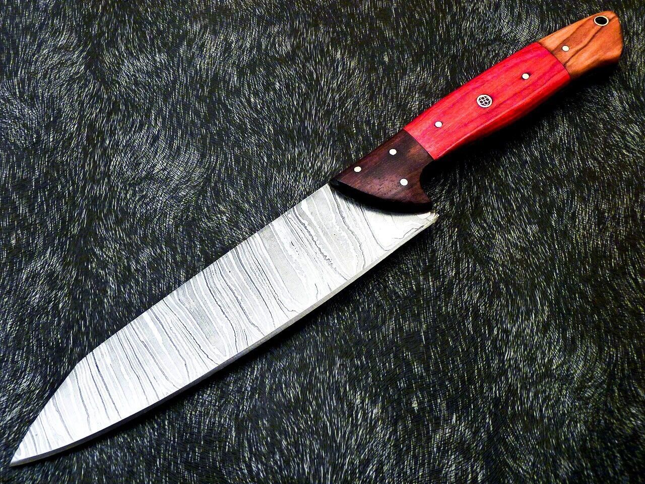Custom Handmade Damascus Nakiri Chef Knife with Hard Wood Handle