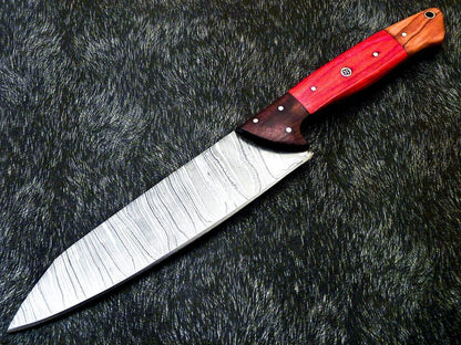 Custom Handmade Damascus Nakiri Chef Knife with Hard Wood Handle
