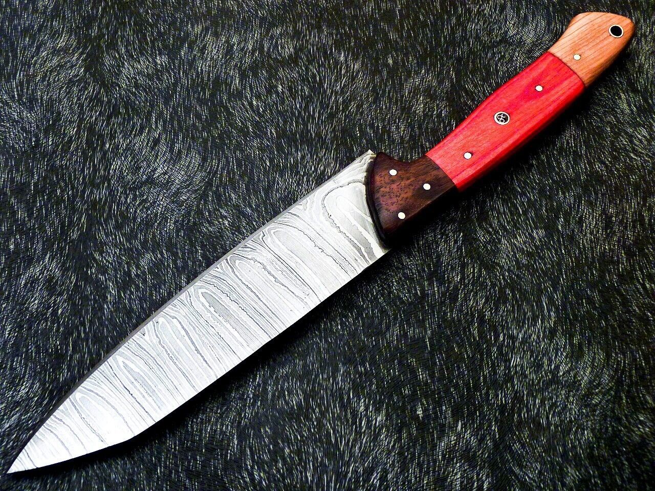 Custom Handmade Damascus Nakiri Chef Knife with Hard Wood Handle