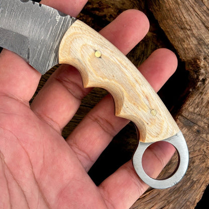 Damascus Karambit Damascus Steel Karambit Drop Point Hunting Knife With Wood Handle