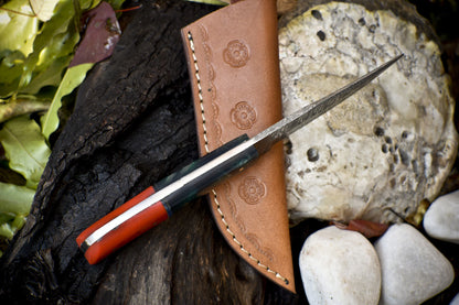 Twist Damascus Skinner Knife with Corian Handle – Limited Edition Hunting Blade