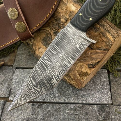 9.8" Damascus Bowie Knife – Micarta Handle