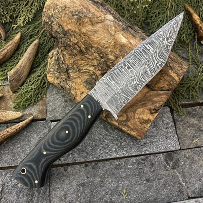 9.8" Damascus Bowie Knife – Micarta Handle