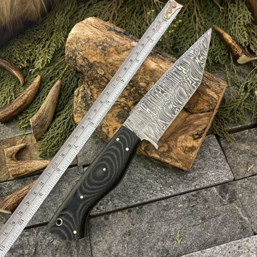 9.8" Damascus Bowie Knife – Micarta Handle
