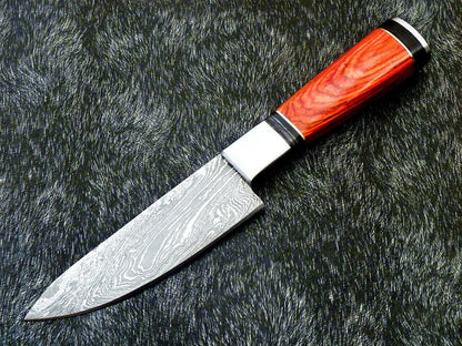 10" Custom Hand Forged Damascus Steel Chef Kitchen Knife with Hardwood Handle