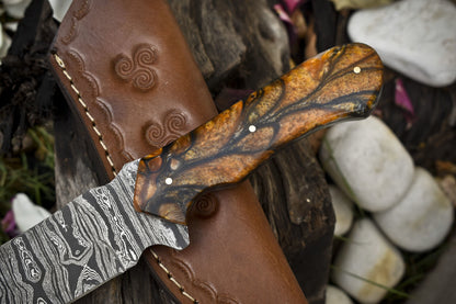 Twist Damascus Skinner Knife with Micarta Handle Custom Handmade Survival Gift