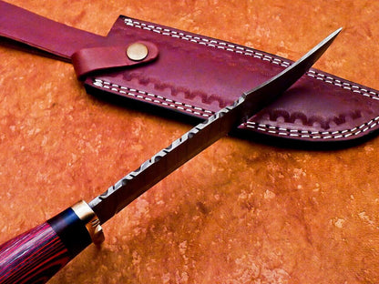 14" Handmade Damascus Steel Bowie Knife – Hardwood Handle