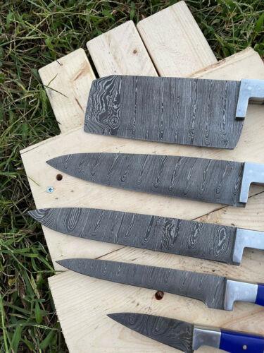 Handmade Damascus Steel Chef Knife Kitchen Set – American Flag, 5-Piece Set
