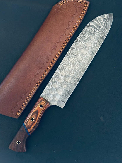 13" Handmade Fire Storm Damascus Steel Chef Knife – Kitchen Fillet Knive