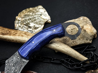 Best Karambit Knife Damascus Steel Hunting Knife Full Tang With Wood Handle