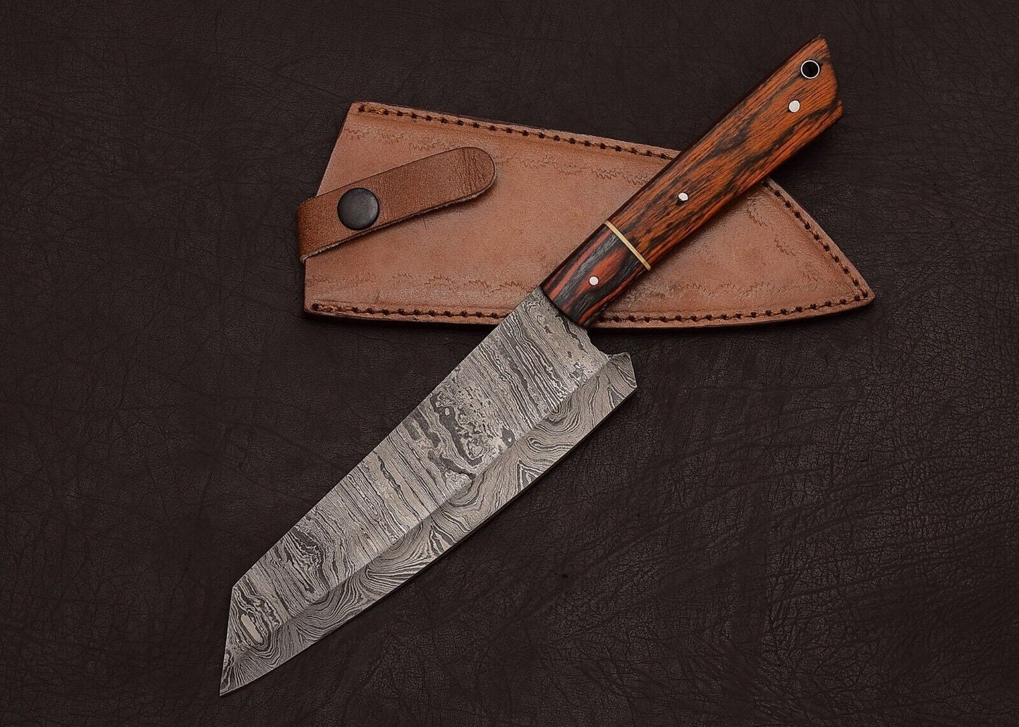 Custom Handmade Damascus Steel 13" Chef Knife | Outdoor Hunting & Kitchen Knife with Pakka Wood Handle