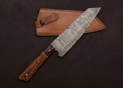 Custom Handmade Damascus Steel 13" Chef Knife | Outdoor Hunting & Kitchen Knife with Pakka Wood Handle