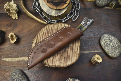 Handmade Twist Damascus Skinner Knife Corian Handle Micarta Bolster for Camping