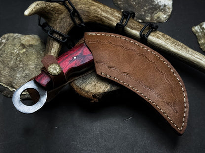 9” Handmade Damascus Karambit Knife Damascus Steel Karambit with Wood Handle