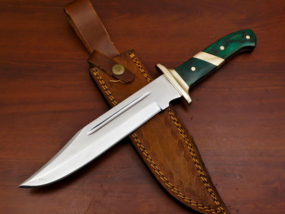 Predator 12-Inch D2 Steel Full Tang Bowie Hunting Knife with Brass Guard