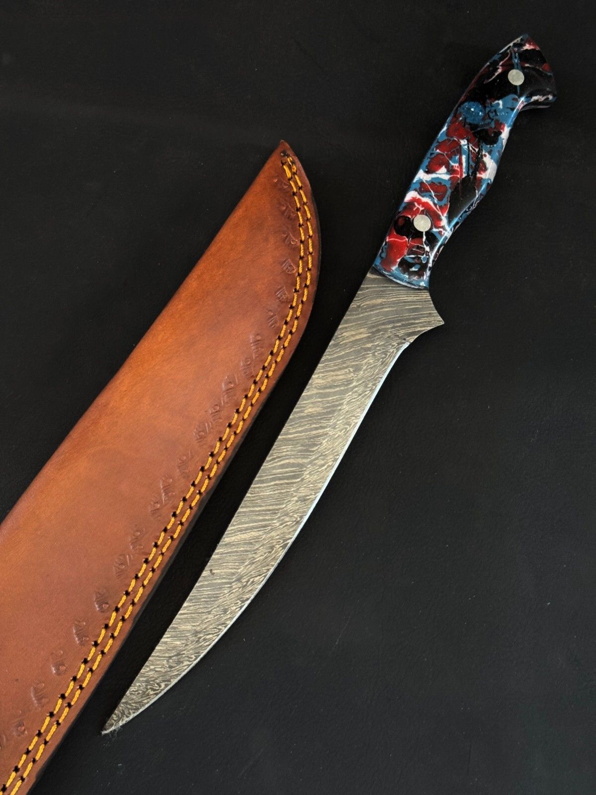 12" Premium Damascus Fillet Knife Handmade Custom Fillet Knife with Resin Handle