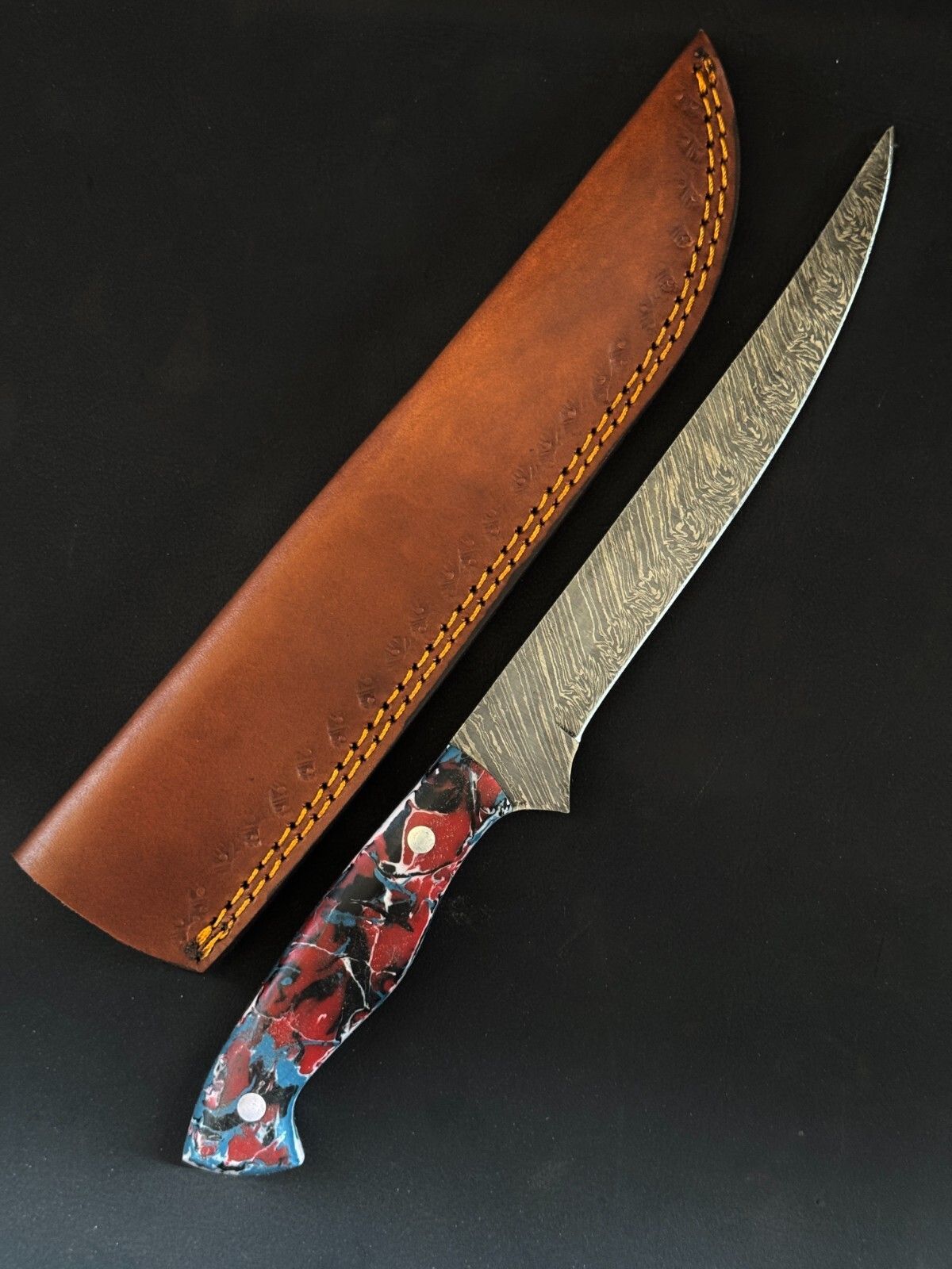 12" Premium Damascus Fillet Knife Handmade Custom Fillet Knife with Resin Handle