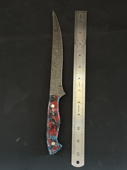 12" Premium Damascus Fillet Knife Handmade Custom Fillet Knife with Resin Handle