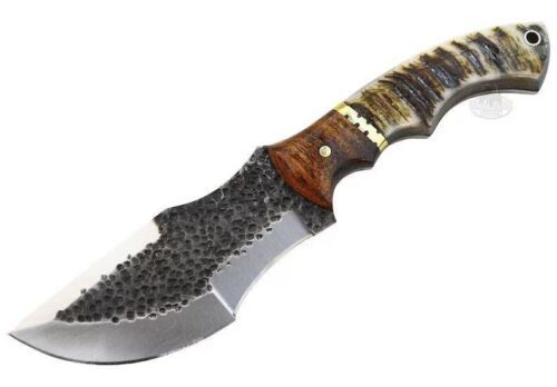 10" Handmade D2 Tool Steel Tracker Knife – Fixed Blade Hunting Survival EDC with Leather Sheath
