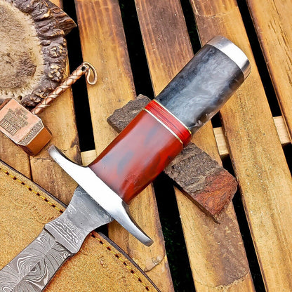 12" Custom Handmade Damascus Dagger Hunting Knife with Camel Bone Handle