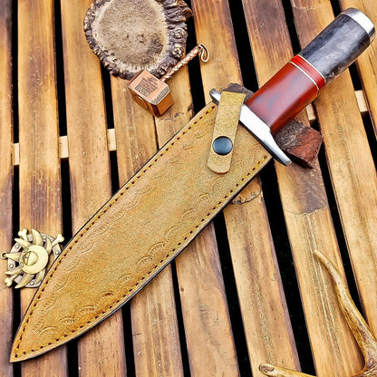 12" Custom Handmade Damascus Dagger Hunting Knife with Camel Bone Handle