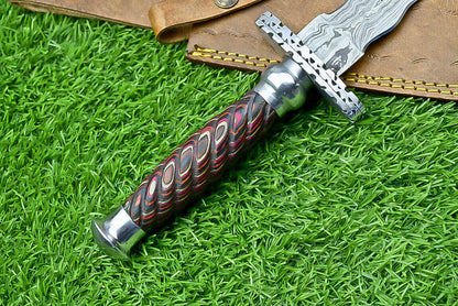 Hand Forged Damascus Steel Kris Dagger with Hardwood Handle