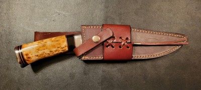 12 Inch Handmade D2 Steel Hunting Bowie Knife with Polished Camel Bone Handle