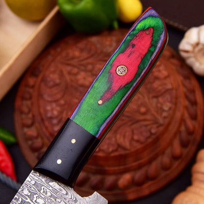 CUSTOM HANDMADE FORGED 1095 DAMASCUS STEEL KITCHEN CHEF KNIFE WOOD HANDLE