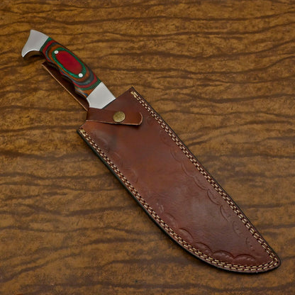 Handmade D2 Clip Point Bowie EDC Hunting Knife – 12" Full Tang with Pakka Wood Handle