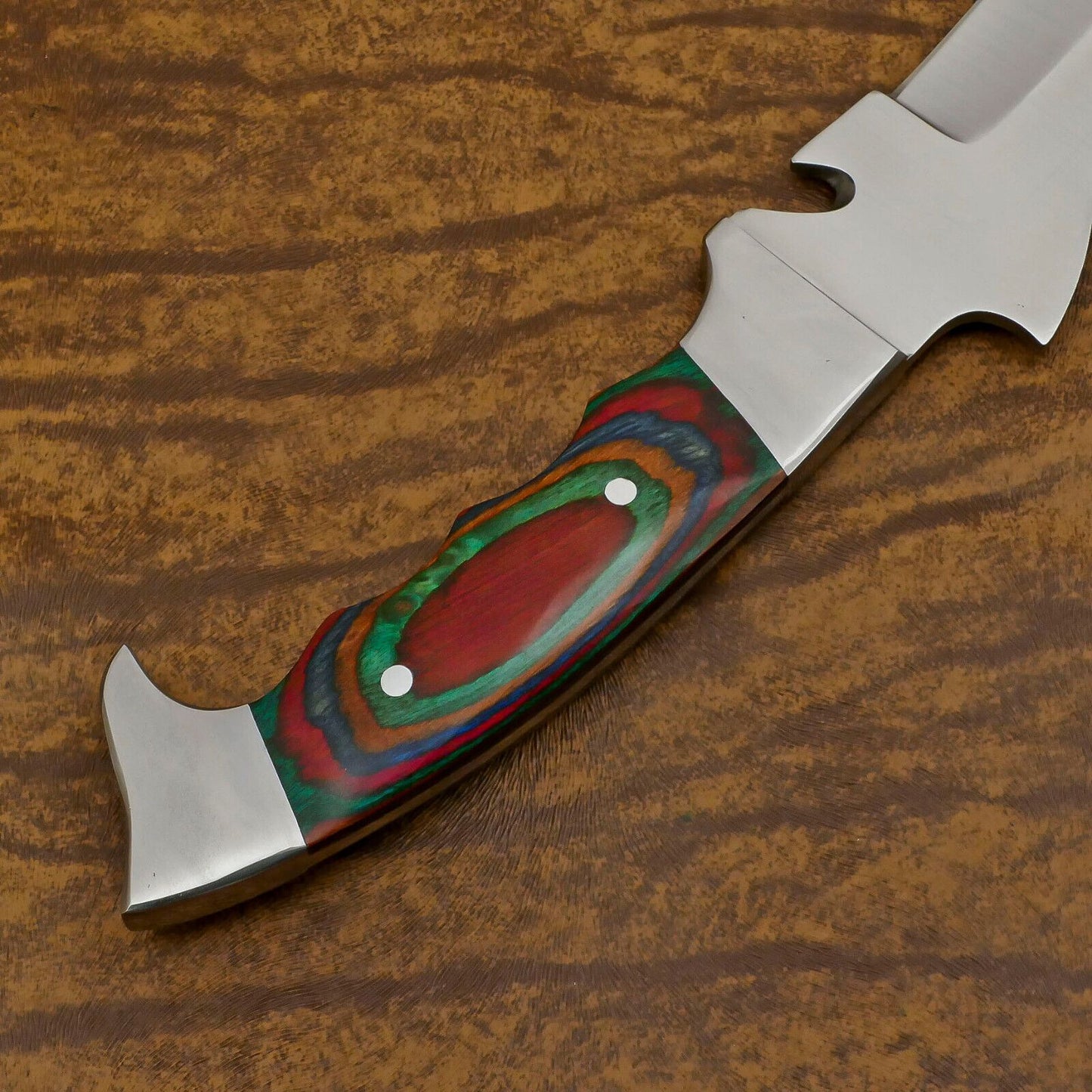 Handmade D2 Clip Point Bowie EDC Hunting Knife – 12" Full Tang with Pakka Wood Handle
