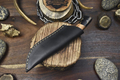 Hand Crafted Twist Damascus Skinner Knife with Olive Wood Handle & Micarta Bolster – 9" Custom Hunting Knife