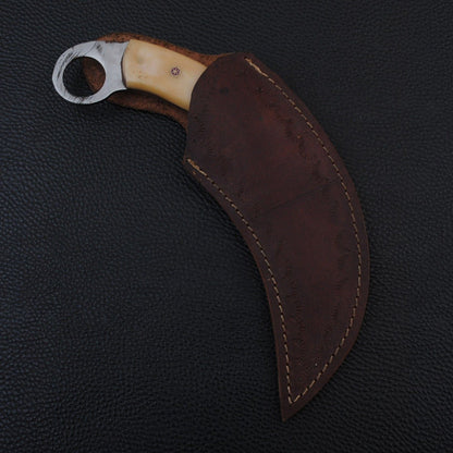 9” Handmade Damascus Karambit Knife  Best Karambit With Bone Handle and Sheath