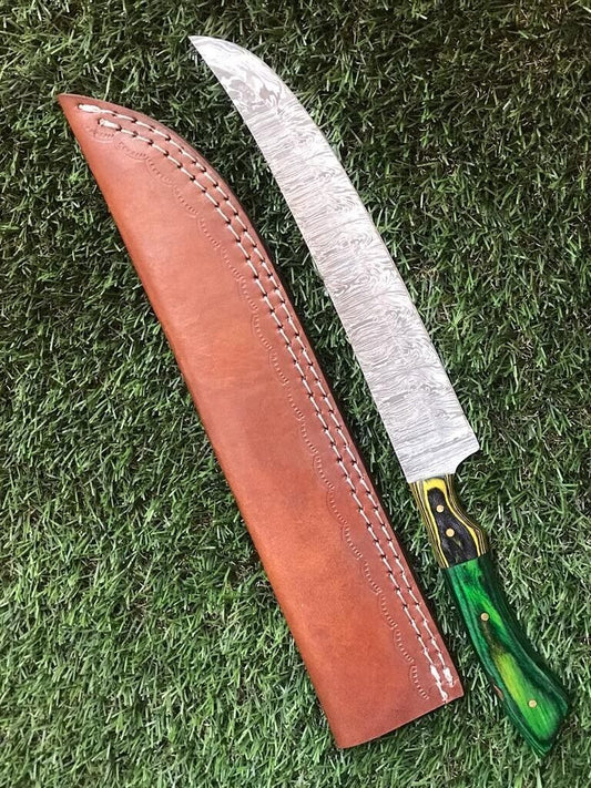 13" CUSTOM HANDMADE TWIST Damascus Fillet Knife & Custom Fillet Knife W/Sheath