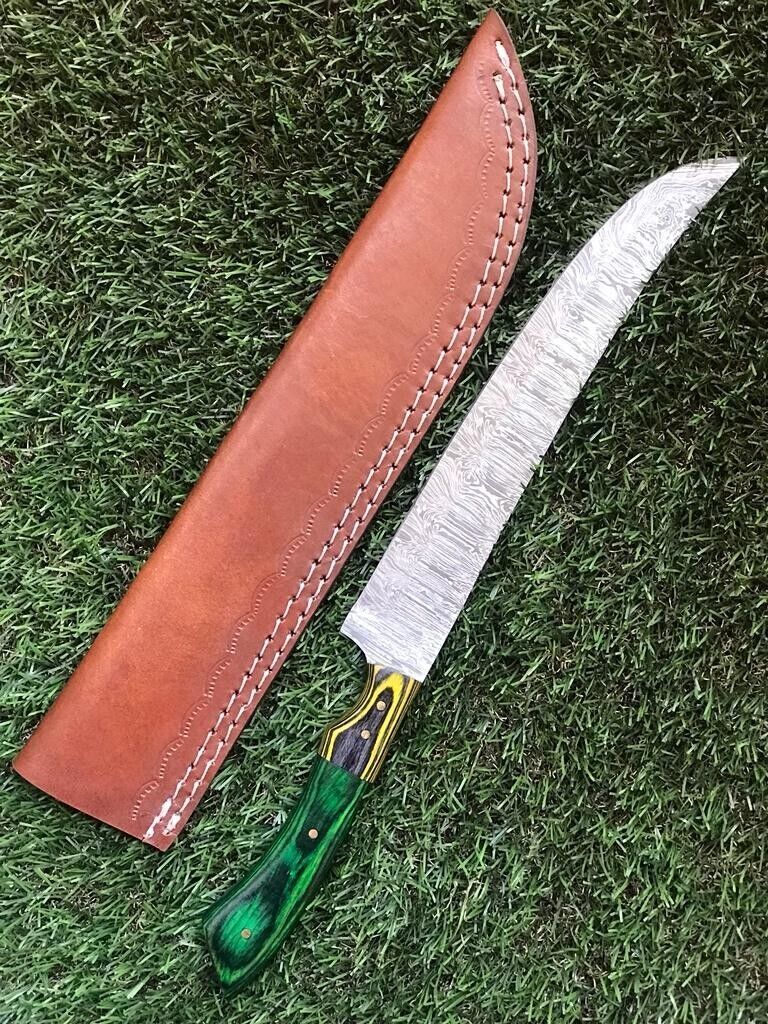 13" CUSTOM HANDMADE TWIST Damascus Fillet Knife & Custom Fillet Knife W/Sheath
