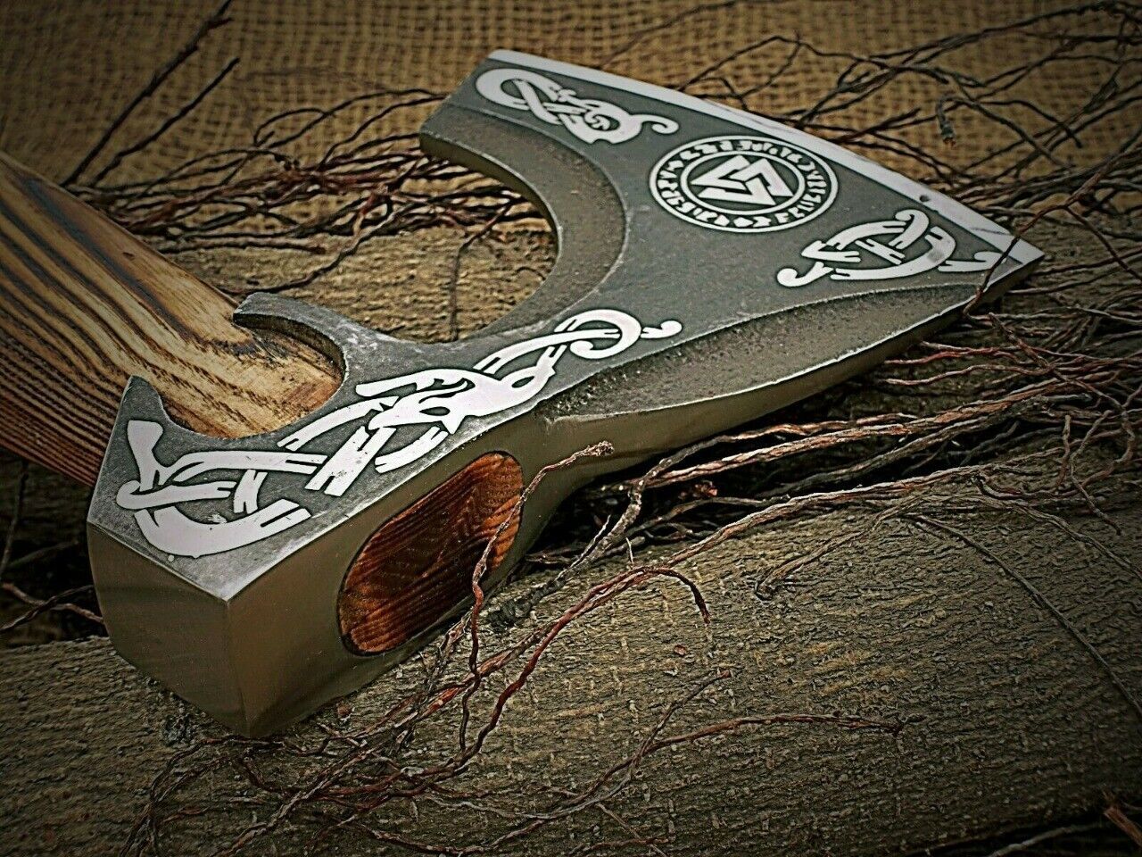 Handmade Carbon Steel Viking Axe Throwing Axe Valhalla Axe Wood Handle