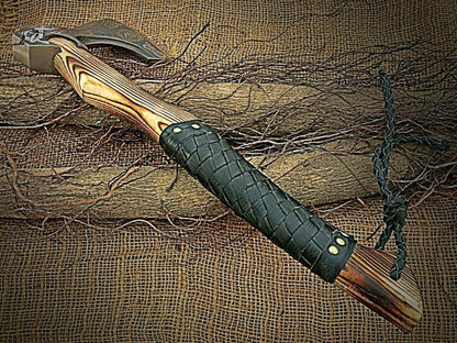Handmade Carbon Steel Viking Axe Throwing Axe Valhalla Axe Wood Handle