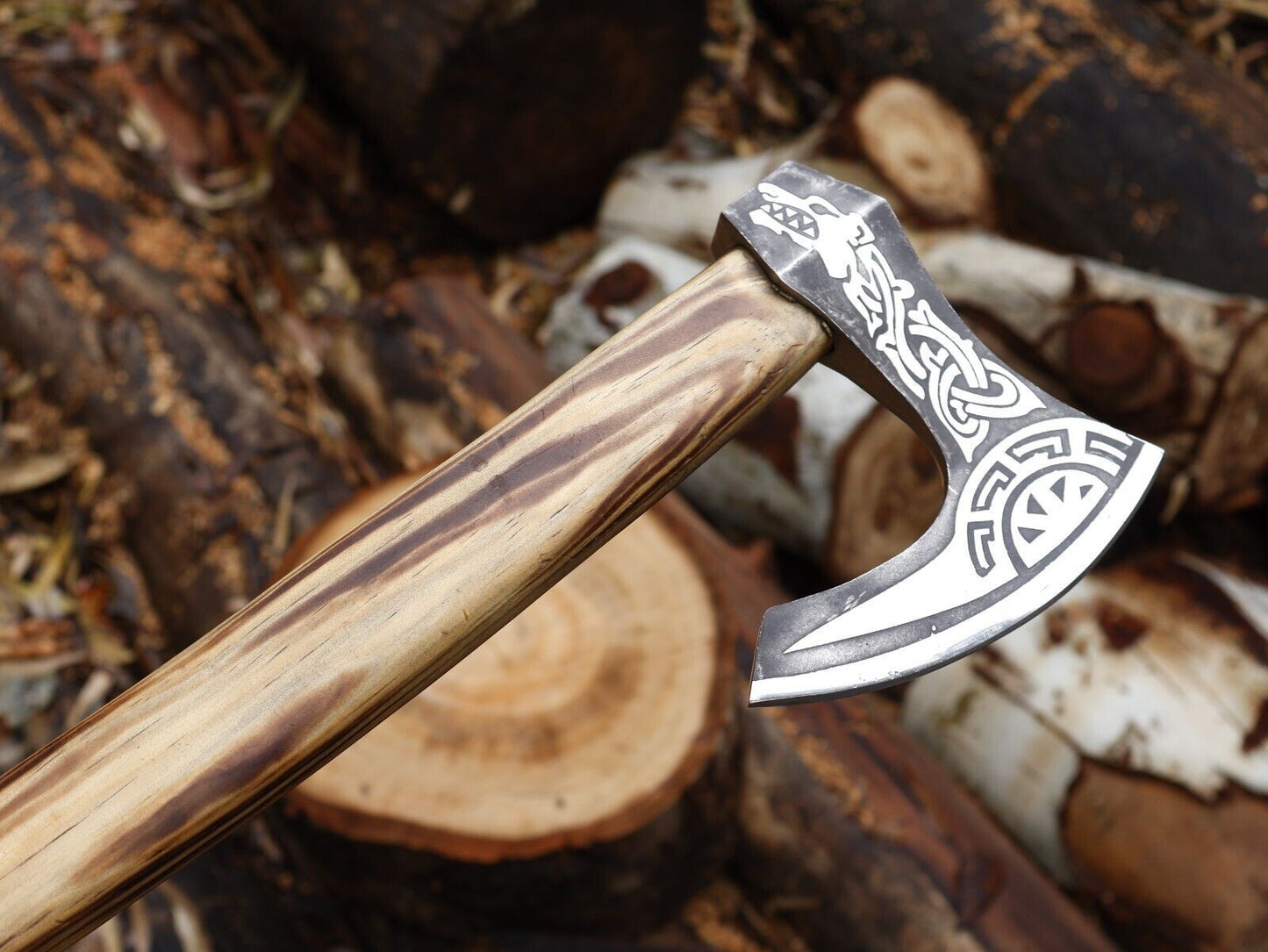 Handmade 22 Inch Viking Tomahawk Axe with Yellow Pine Ash Handle and Leather Sheath