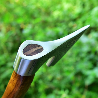 14 Inch Hand Forged 1095 Carbon Steel Viking Tomahawk Hatchet with Rosewood Handle and Leather Sheath